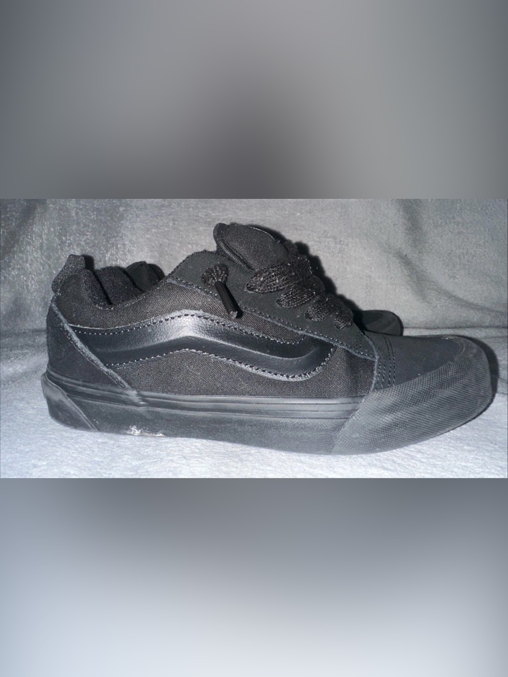 Juniors Vans Knu Skool Skate Shoes ‘Black/Black’ - Size 6